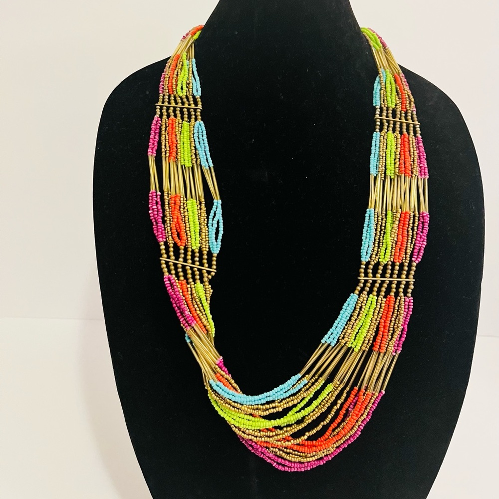 Multicolored Layered Beaded Necklace